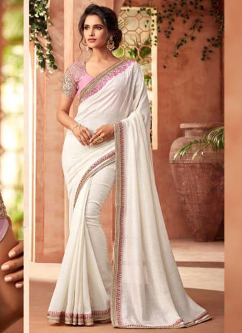 TFH SANDALWOOD Designer Party Wear Rasberry Silk Fancy Latest Saree Collection